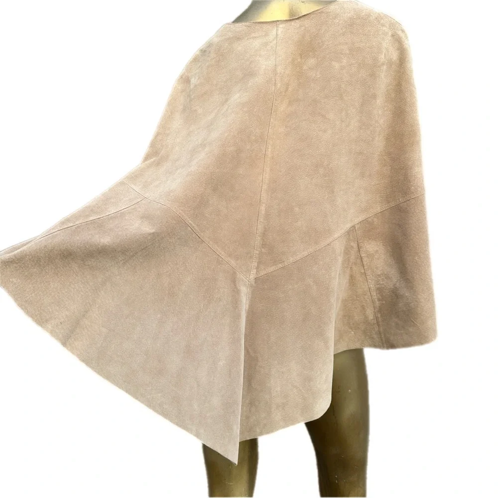 Y2K Vintage INC 100% Genuine Suede Leather Poncho/ Cape Top size S/M